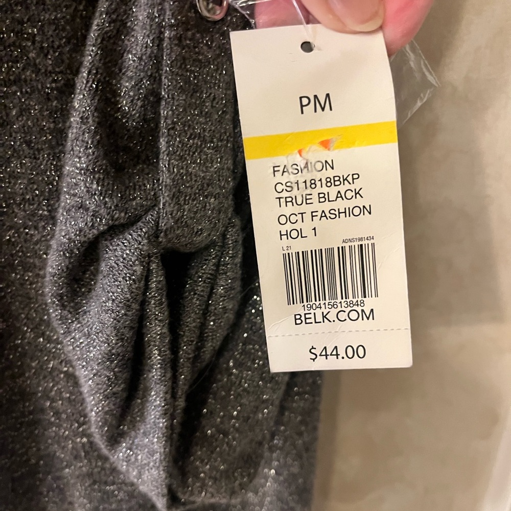 Kim Rogers Gray Blouse Silver Glitter M - Picture 5 of 8